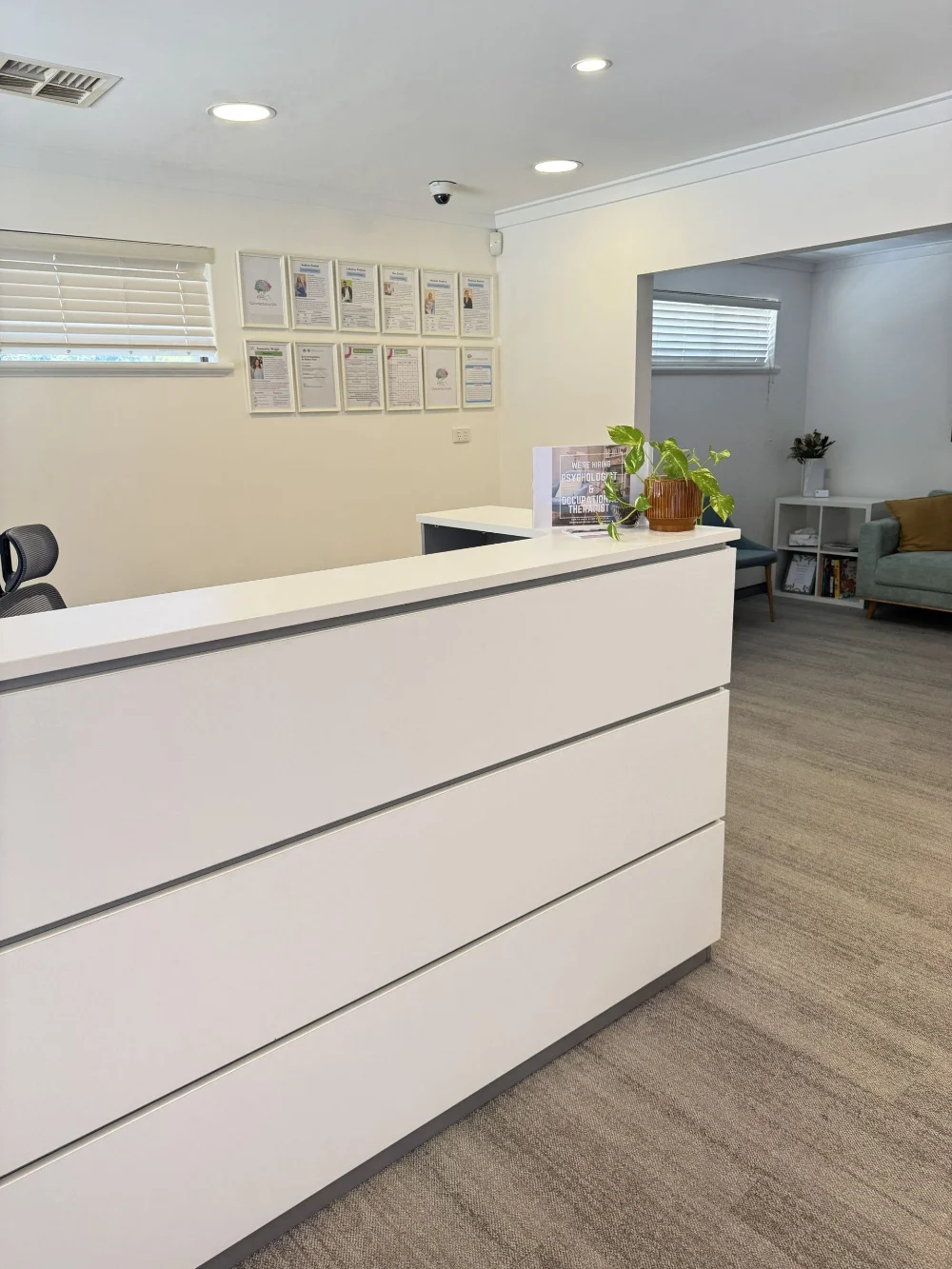 The reception desk at the Rockingham clinic